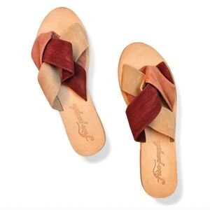 Free People Rio Vista Sandals - Cream, Pink and Burgundy Size 37 Or 7